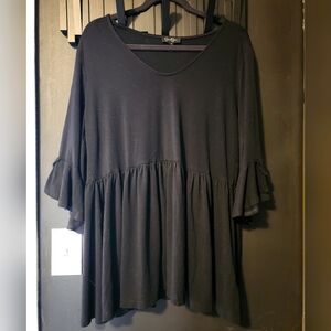 Jessica Simpson Black Plus size Ruffle Sleeve Blouse